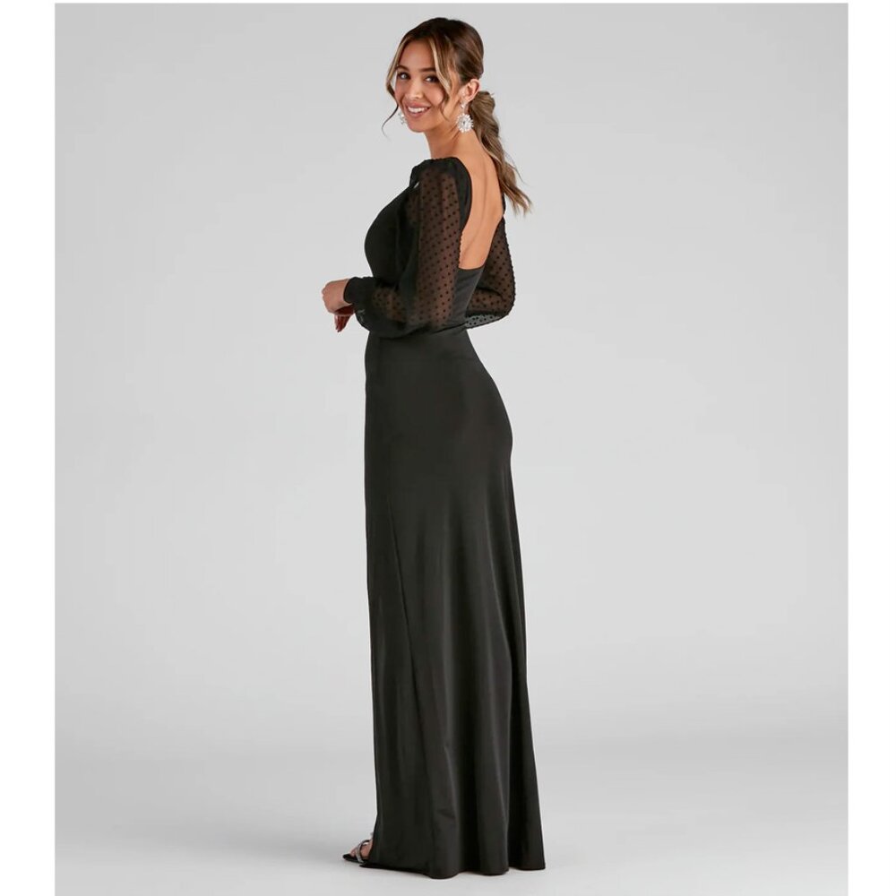Black Formal High Slit Mermaid Dress - Prom, Homecoming, Formal - Picture 2 of 8